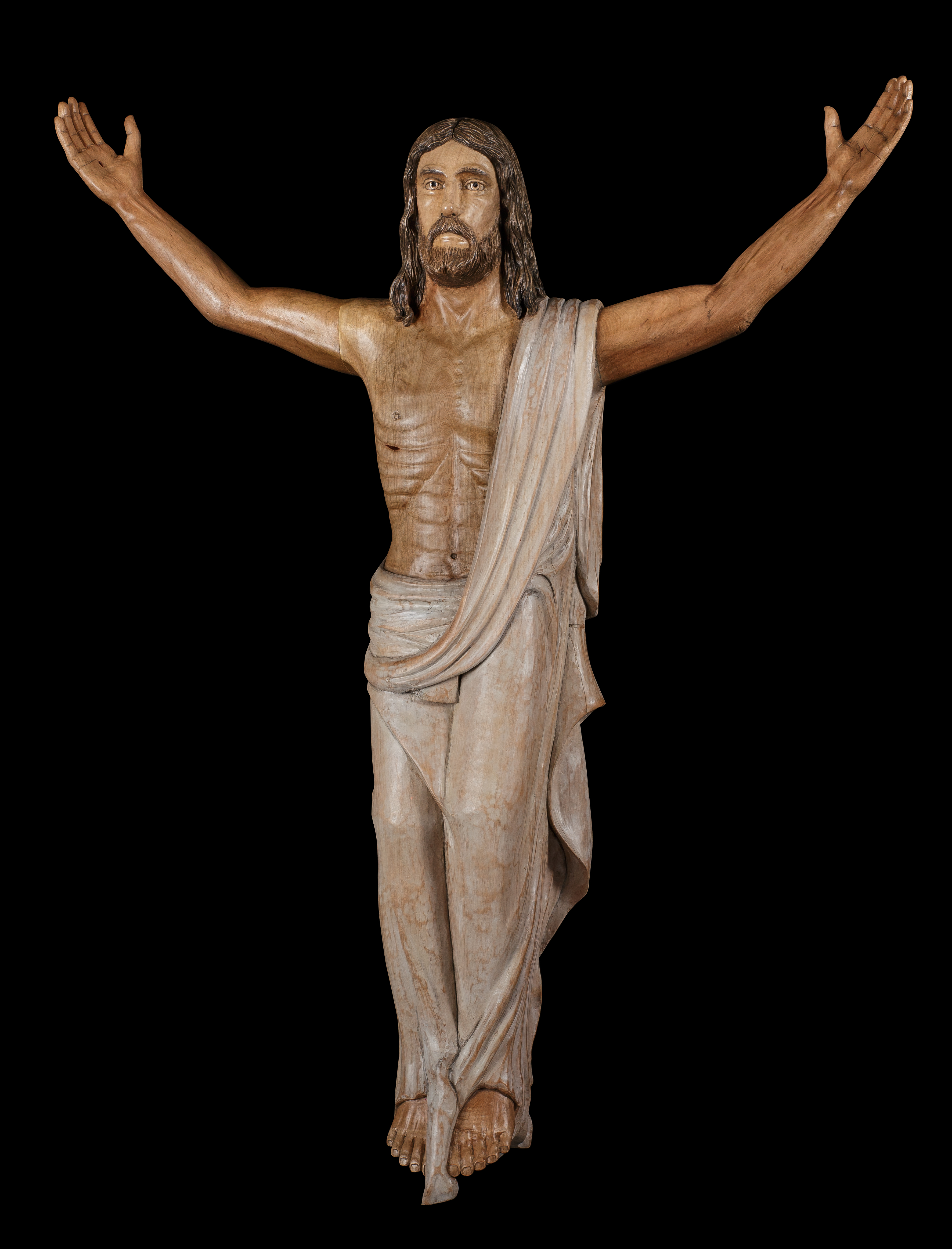 Escultura 'Cristo' tallada en madera de lenga, 90cm de altura